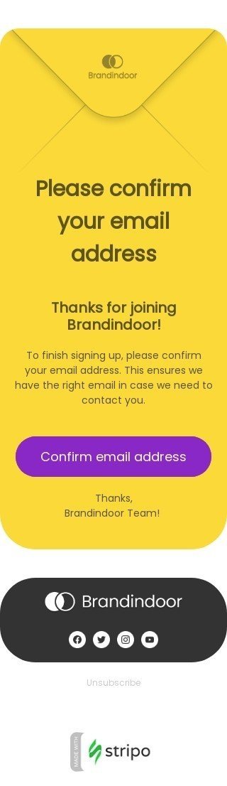 SaaS email template "Finish registration" for fashion industry mobile view