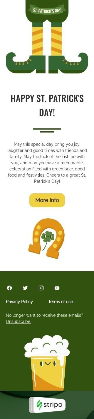 St. Patrick’s Day email template "Horseshoe for good luck" for business industry mobile view