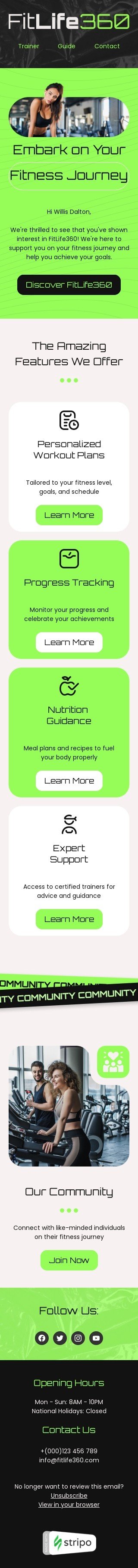 Welcome email template "Preparation inquiry" for health and wellness industry mobile view