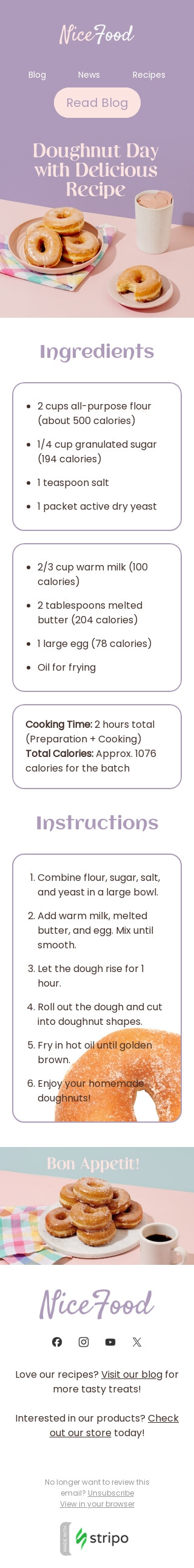 Modello email Giornata nazionale della ciambella «Bella ricetta» per il settore industriale di cibo Visualizzazione mobile