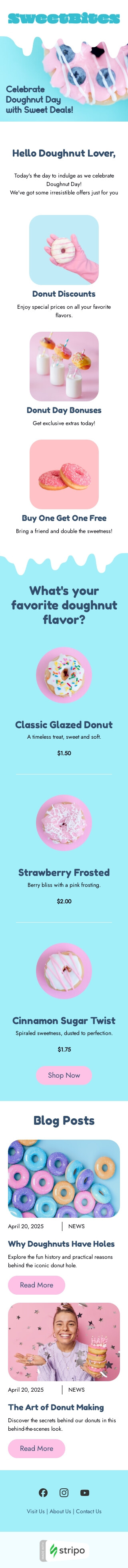 Plantilla de correo electrónico «Dulces ofertas» de Día Nacional de la Donut para la industria de gastronomía Vista de móvil