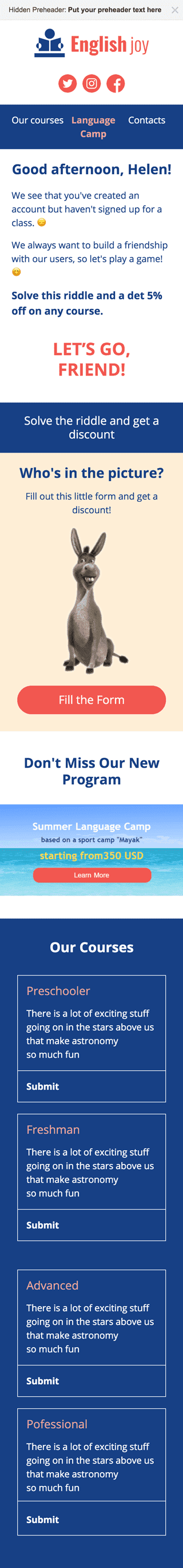 Promo Email Template «Learning Words» for Webinars industry mobile view