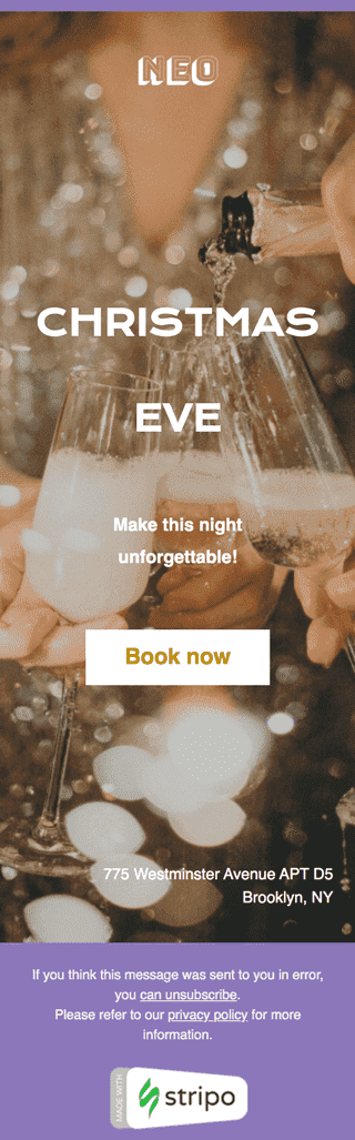 Christmas Email Template «Christmas meeting» for Restaurants industry mobile view
