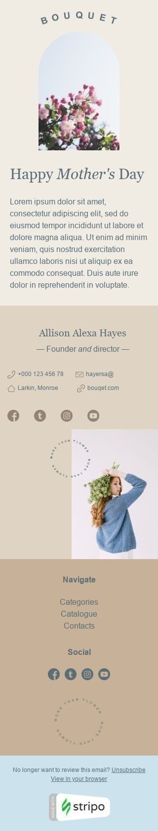 Plantilla de correo electrónico «Haz feliz a tu mamá» de Promoción para la industria de Regalos y flores Vista de móvil