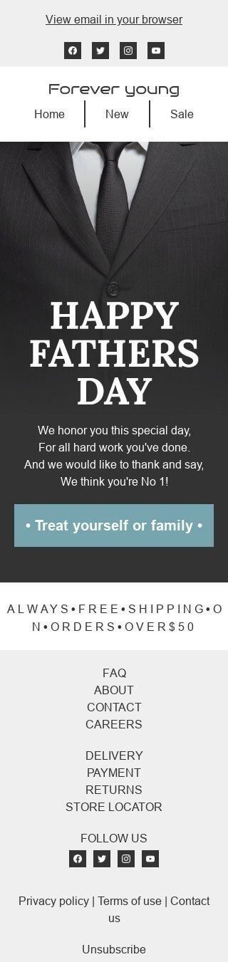 Father’s Day Email Template «Men's suit» for Fashion industry mobile view