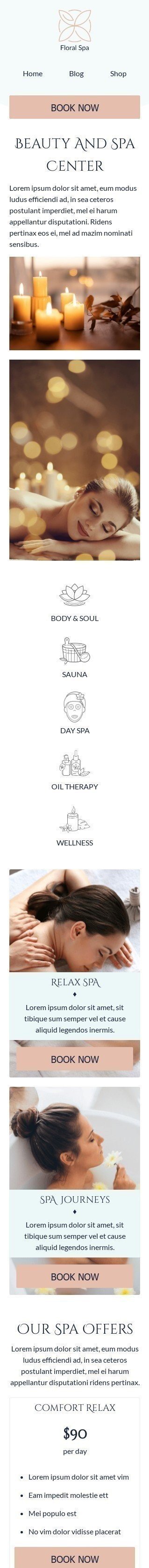 Promo Email Template «Floral Spa» for Health and Wellness industry mobile view
