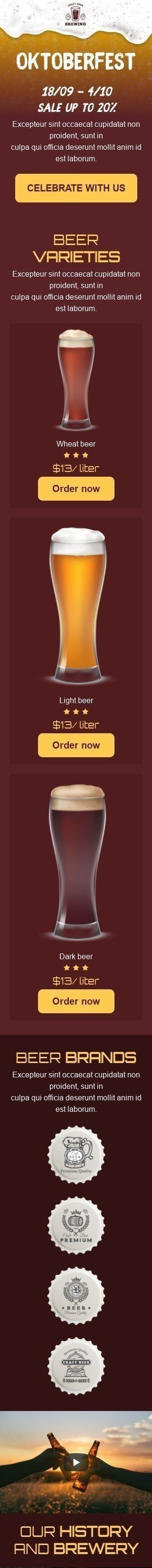 Oktoberfest Email Template «Craft beer» for Beverages industry mobile view