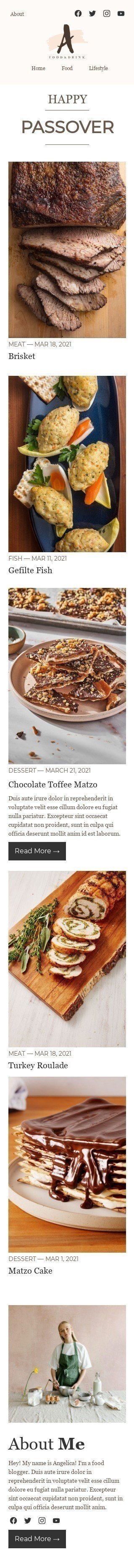 Easter Email Template «Traditional dishes» for Food industry mobile view