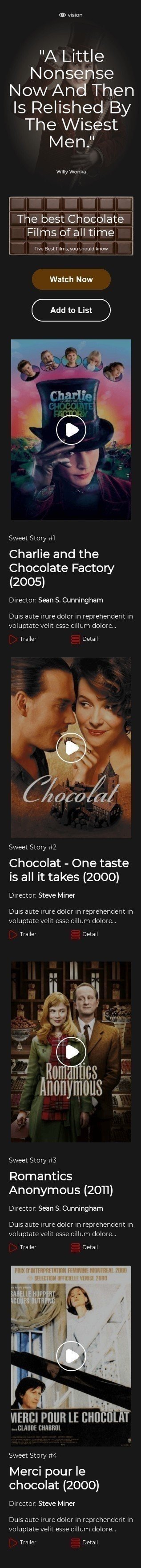 International Chocolate Day Email Template «Five Sweet Stories» for Movies industry mobile view