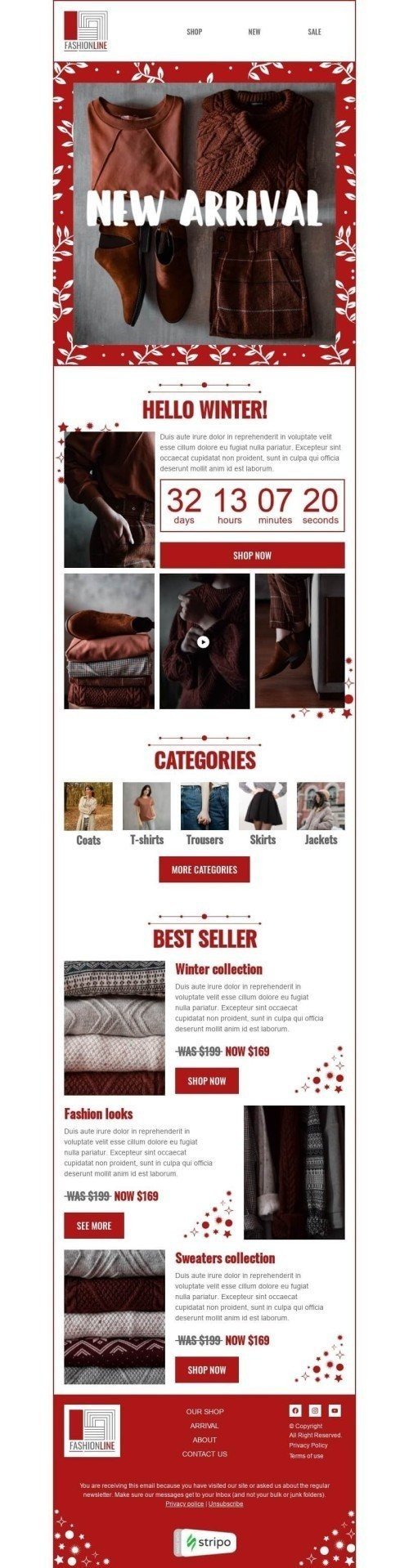 Winter Email Template "Hello Winter" for Fashion industry mobile view