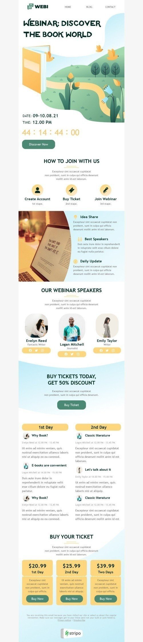 Book Lovers Day Email Template "Discover the book world" for Publications & Blogging industry mobile view