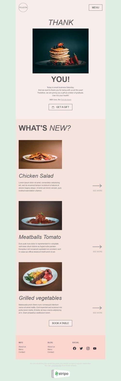 Modèle de courrier électronique Samedi des petites entreprises «Mots de gratitude» pour le secteur Restaurants Affichage mobile