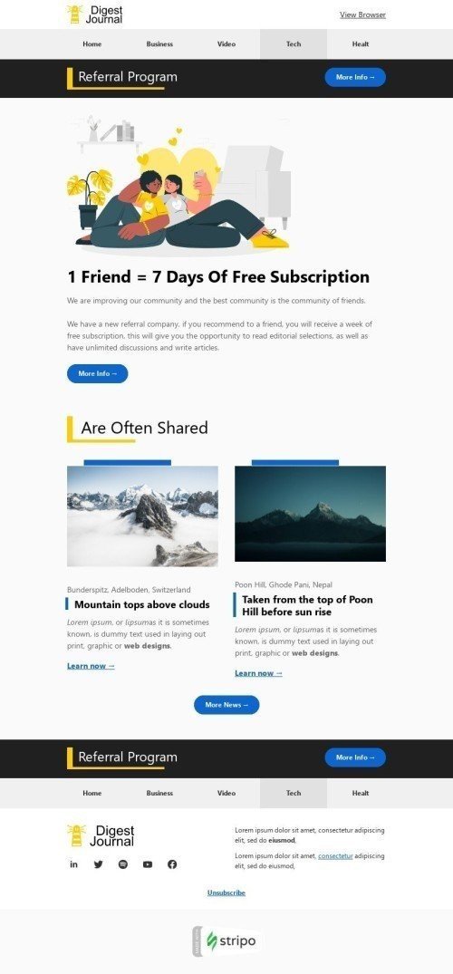 Referral Email Template "Community Improvement" for Publications & Blogging industry desktop view