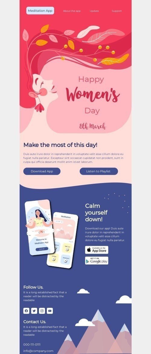 Women's Day Email Template "Make the most of this day" for Sports industry desktop view