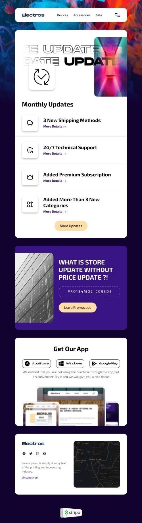 Product Update Email Template "Right on Time" for Ecommerce industry desktop view