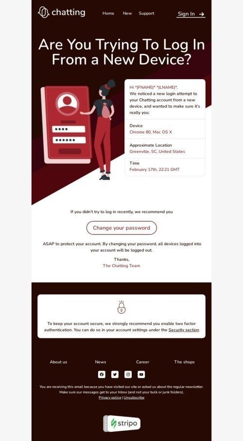 Modèle de courrier électronique Réinitialisation de Mot de Passe «Essayer de se connecter» pour le secteur Hobbies Affichage mobile