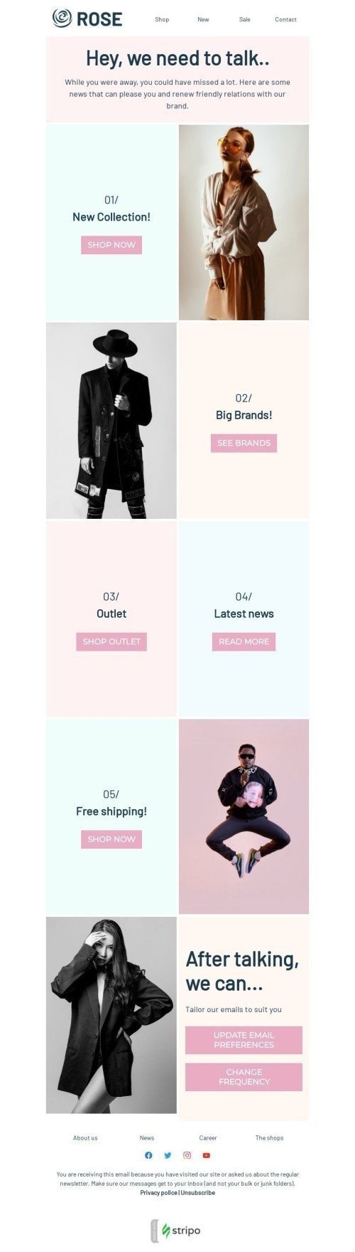 Retention & Reactivation Email Template "We need to talk" for Fashion industry desktop view