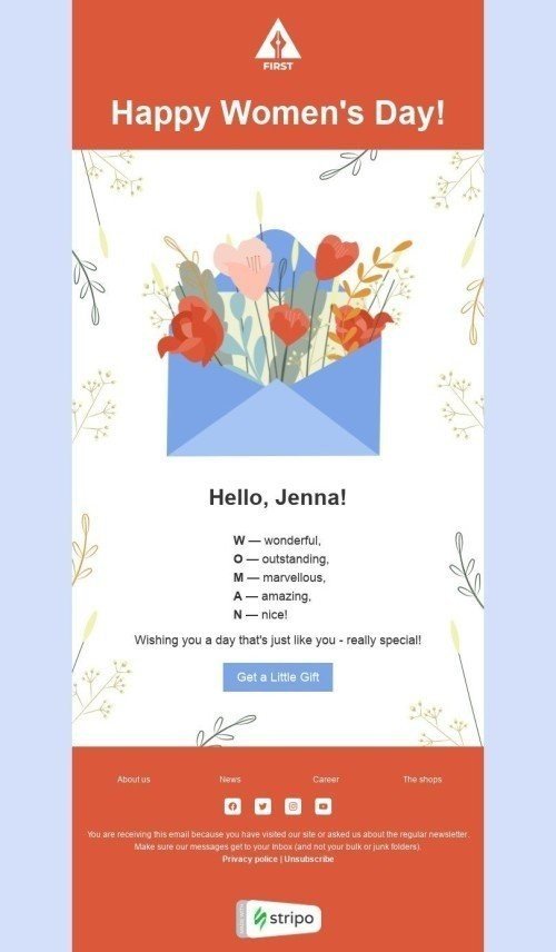 Modèle de courrier électronique Journée de la Femme «Vraiment spécial» pour le secteur Logiciels & Technologie Affichage mobile