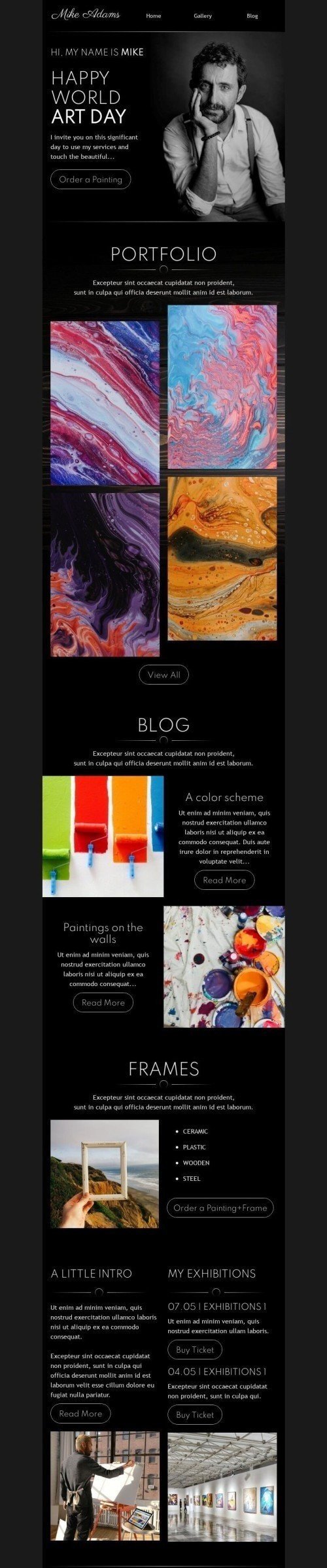 World Art Day Email Template "Touch the beauty" for Art Gallery industry mobile view