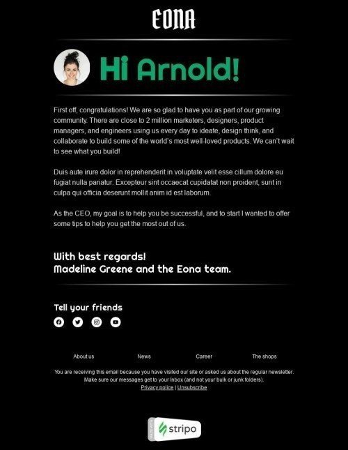 Modelo de E-mail de «Ansioso pra te ver logo» de Nota pessoal para a indústria de Sem fins lucrativos e caridade Visualização de desktop