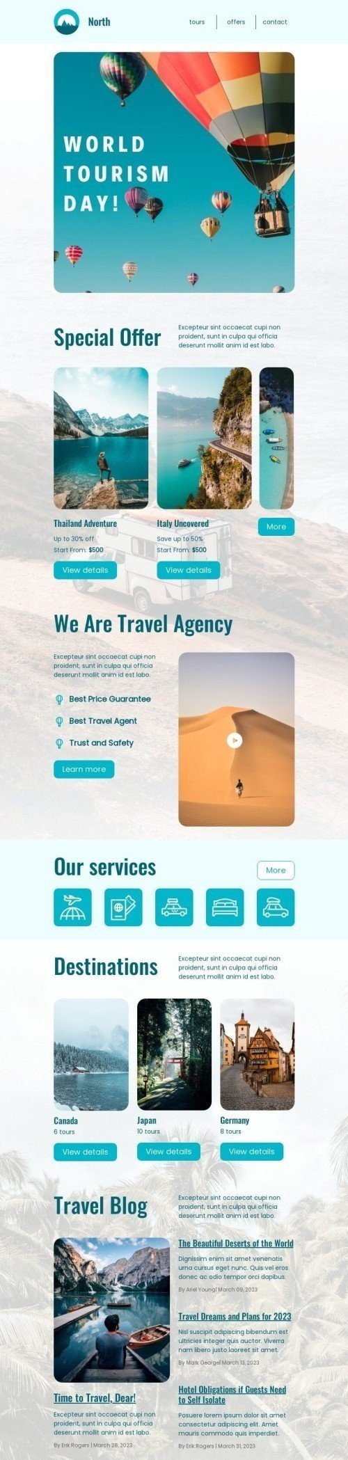World Tourism Day Email Template "Thailand Adventure" for Travel industry mobile view