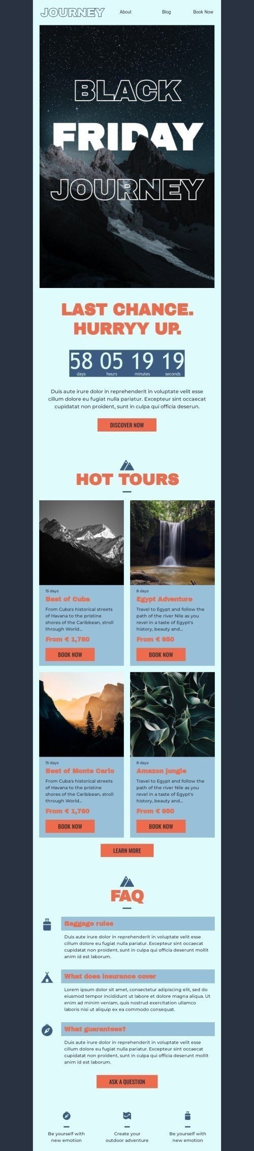 Black Friday Email Template "Black Friday journey" for Travel industry desktop view