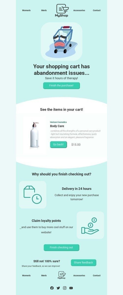 Abandoned Cart Email Template "Abandonment issues" for Ecommerce industry mobile view