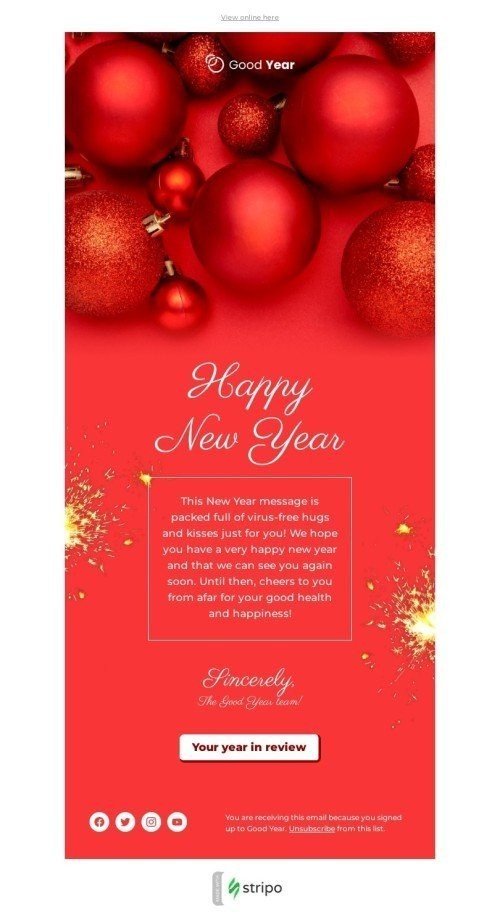 Modello email Capodanno «Buon anno» per il settore industriale di commercio Visualizzazione mobile