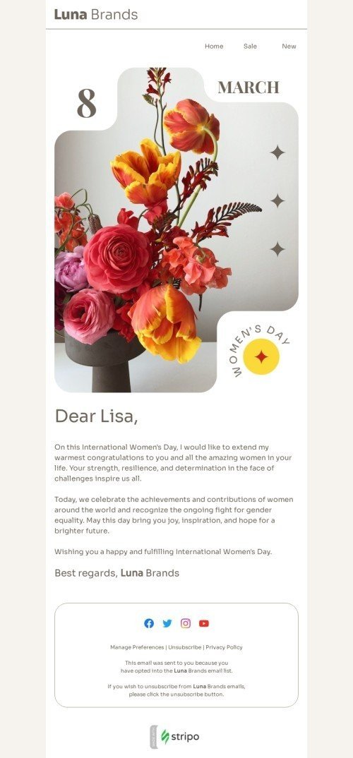 Weltfrauentag E-Mail-Vorlage «Blumengeometrie» für Business-Branche Desktop-Ansicht