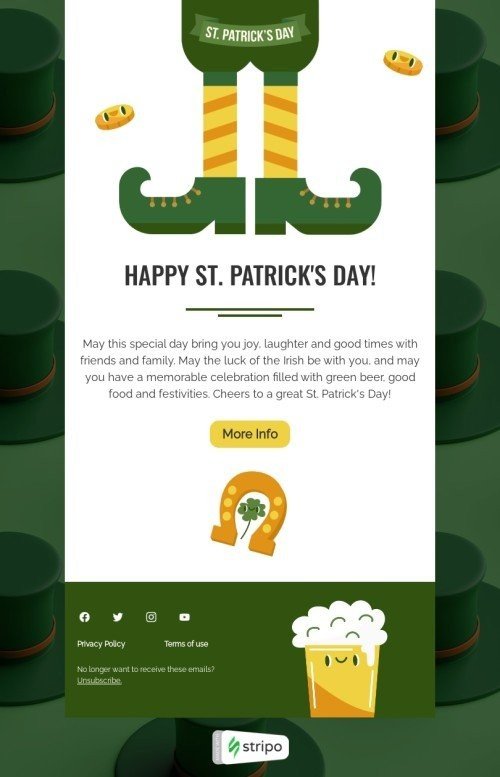 St. Patrick‘s Day E-Mail-Vorlage «Hufeisen für Glück» für Business-Branche Desktop-Ansicht