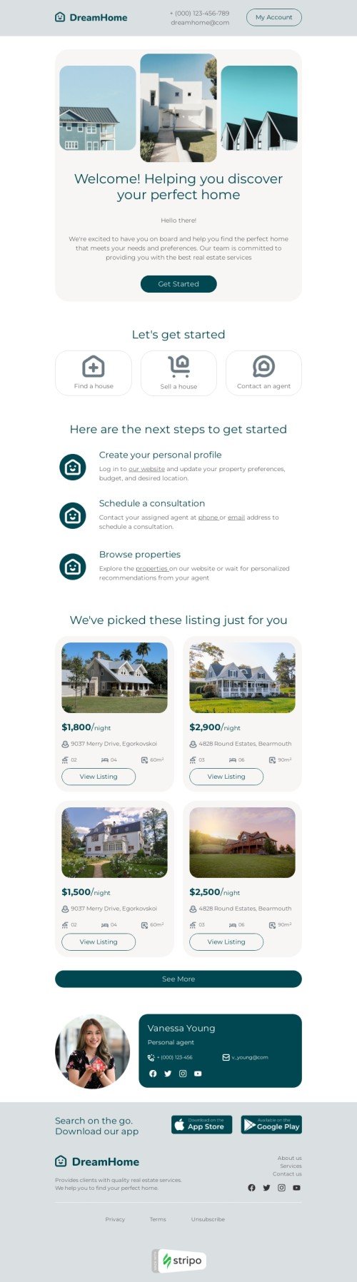 Шаблон письма «Отображение последующих действий» тематики follow-up для индустрии «Недвижимость» мобильный вид