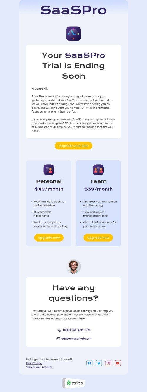 SaaS email template "Time flies" for software & technology industry mobile view