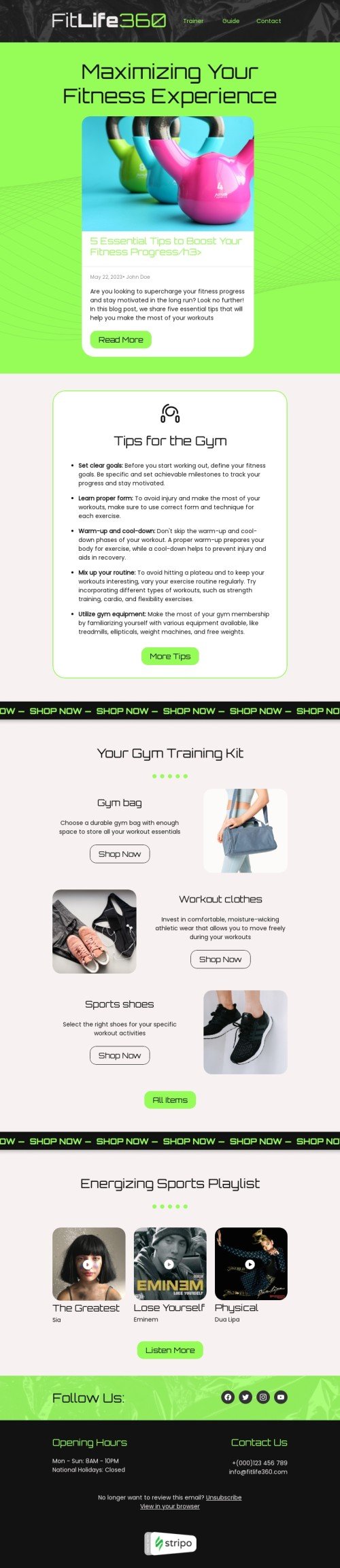 Email digest email template "Client assistance" for health and wellness industry mobile view