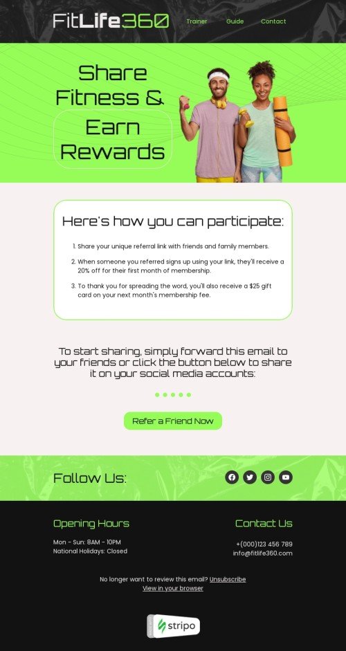 Referral emails template "Client referral" for health and wellness industry desktop view