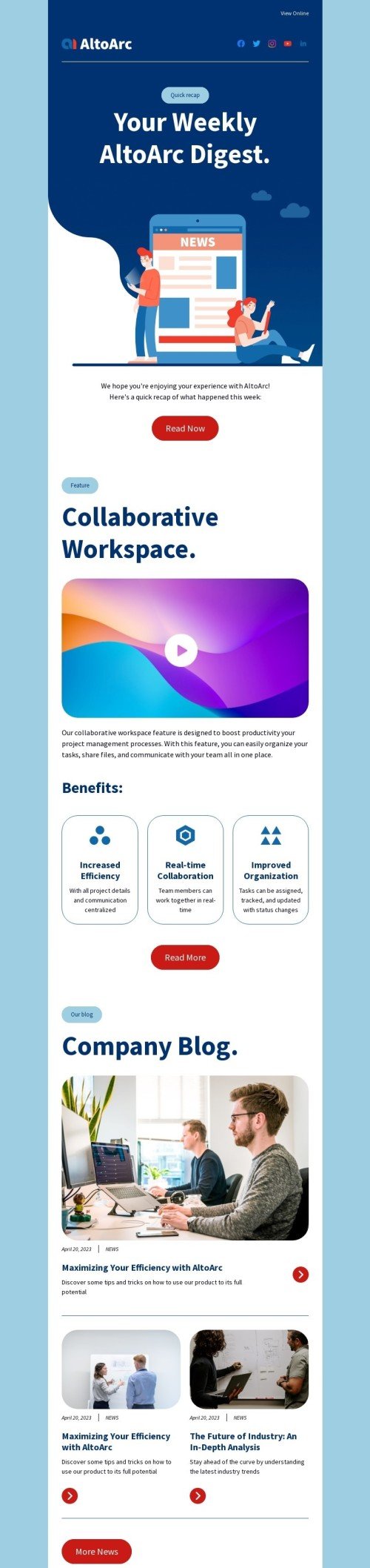 SaaS email template "Collaborative workspace" for software & technology industry mobile view