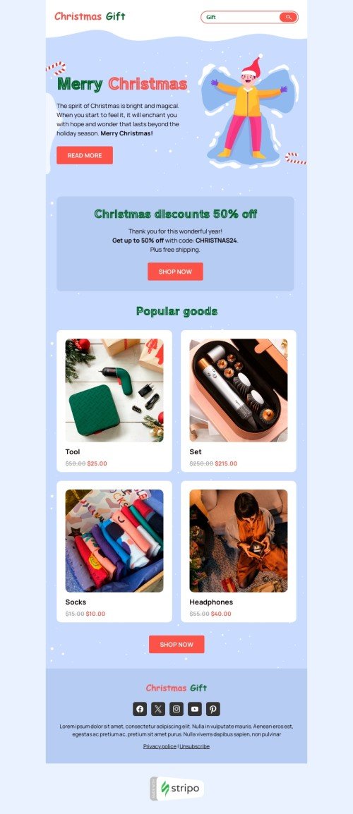 Christmas email template "Christmas fair" for ecommerce industry mobile view