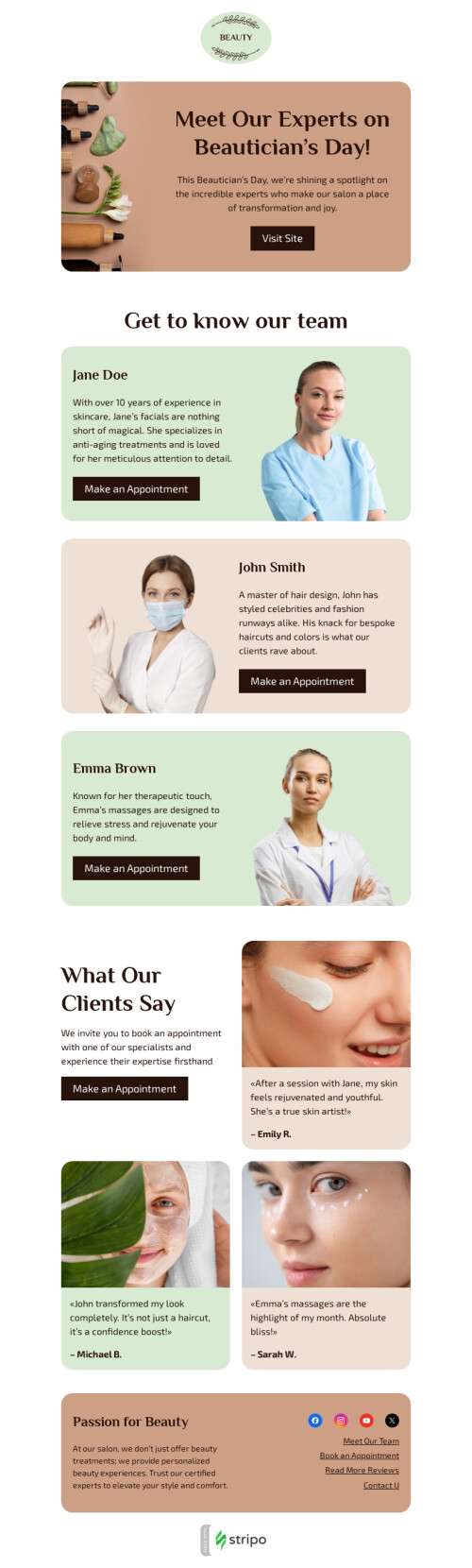 Beautician's Day email template "Passion for beauty" for beauty & personal care industry mobile view