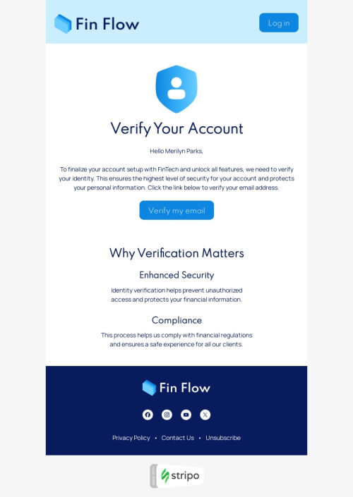 Trigger email template "Account verification needed" for FinTech industry mobile view