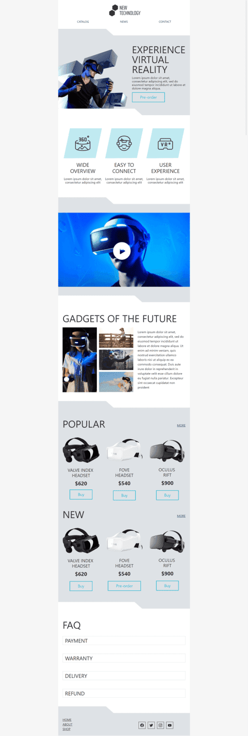 Promo Email Template «Virtual reality» for Software & Technology industry desktop view