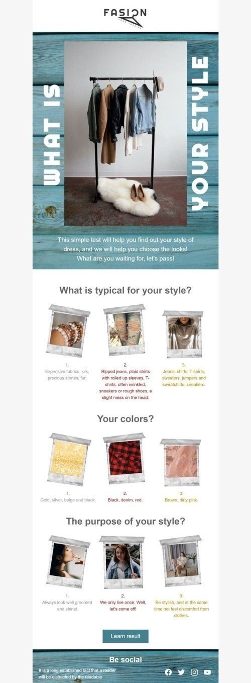 Plantilla de correo electrónico «Tu estilo» de Promoción para la industria de Moda Vista de escritorio