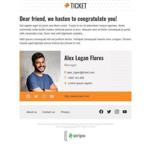 Promo Email Template «Ticket selling» for Sports industry desktop view