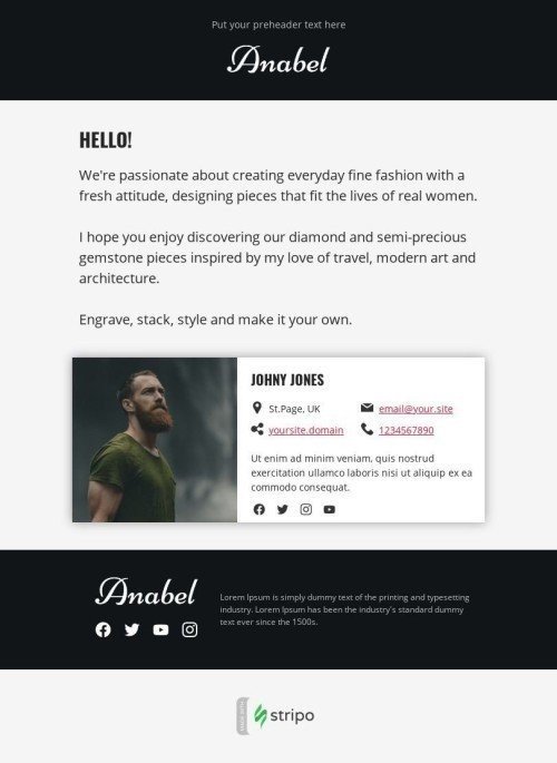 Promo Email Template «Important response» for Fashion industry desktop view