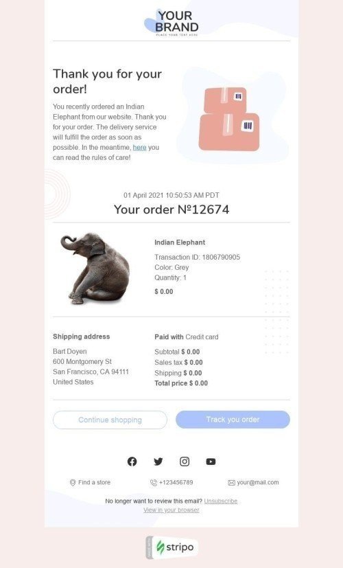 Modello Email Pesce d'Aprile «Scherzo con ordine» per il settore industriale di Moda Visualizzazione mobile