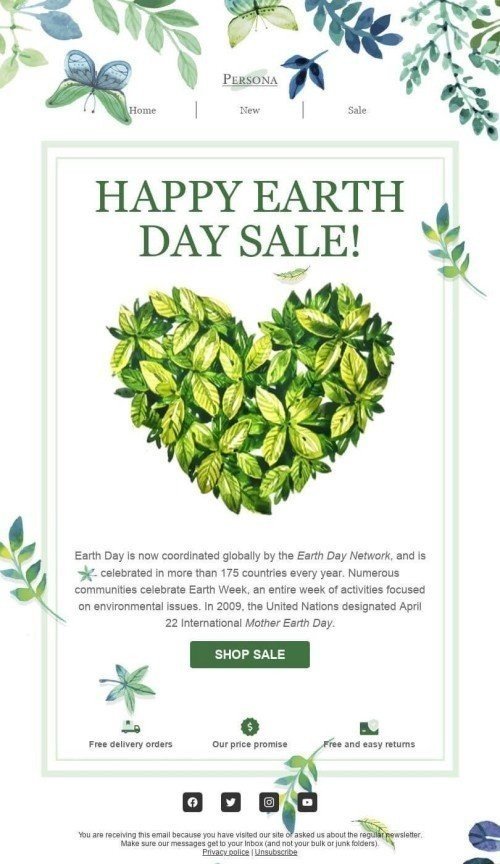 Tag der Erde E-Mail-Vorlage «Mutter Erde Tag» für Möbel, Innenausstattung & DIY-Branche Desktop-Ansicht