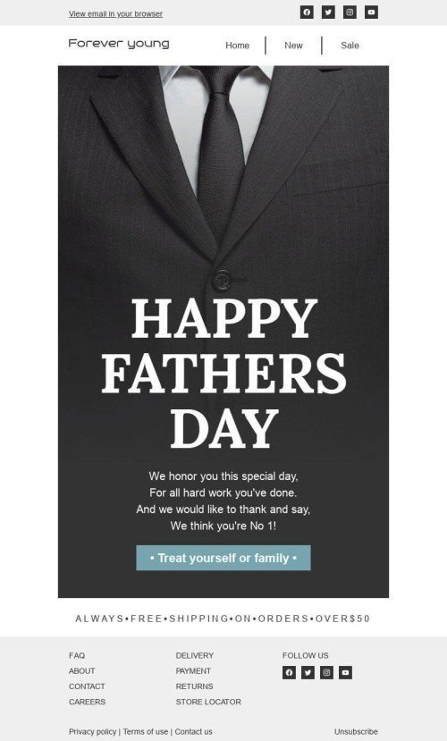Шаблон листа до свята День батька «Чоловічий костюм» для індустрії «Мода» десктопний вигляд