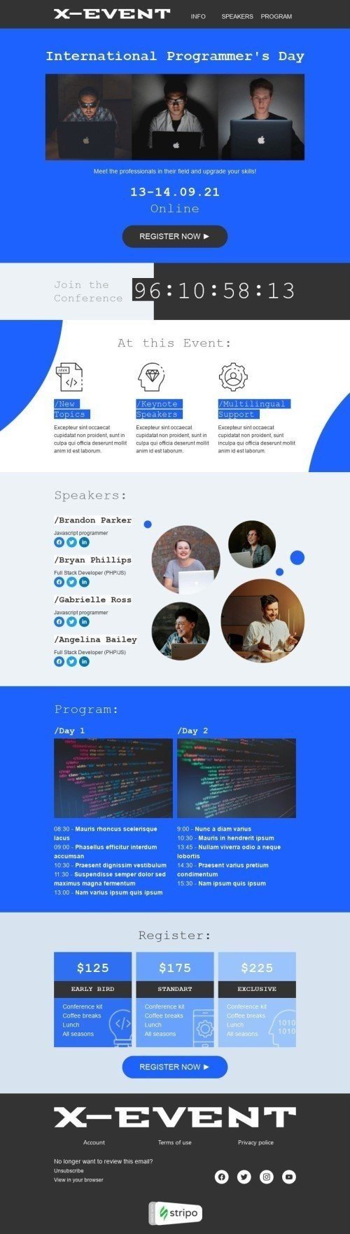 Modèle de courrier électronique Journée internationale des programmeurs «Améliorez vos compétences» pour le secteur Hobbies Affichage ordinateur