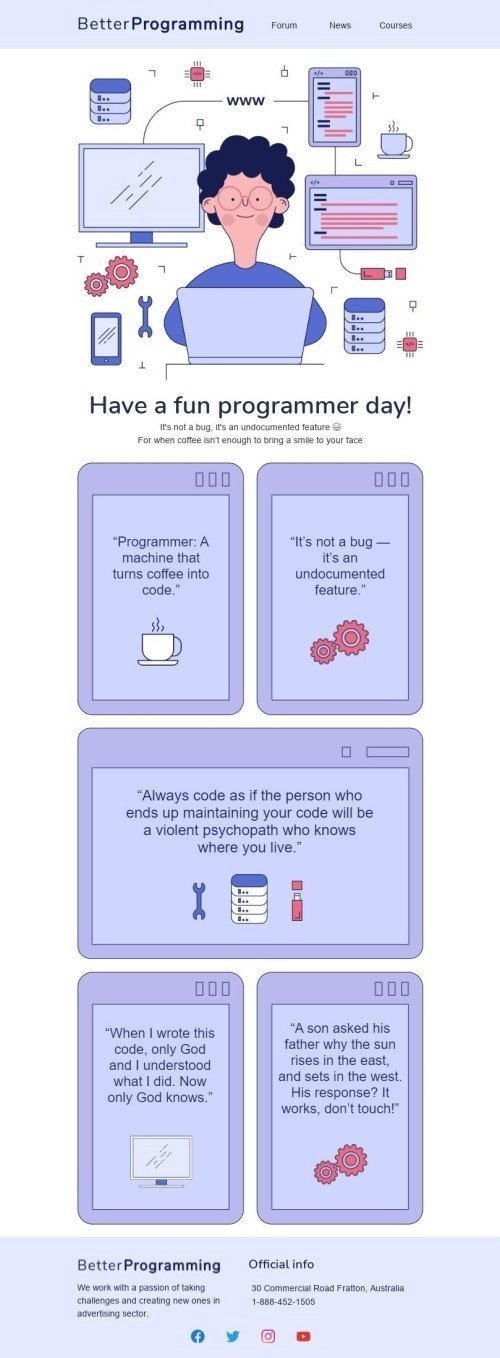 International Programmers' Day Email Template «Better Programming» for Publications & Blogging industry mobile view