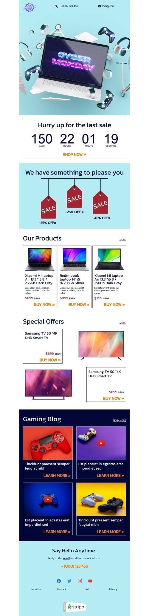 Cyber Monday Email Template «Techno Boom» for Gadgets industry mobile view