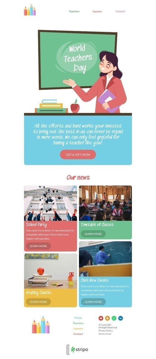 Modèle de courrier électronique Journée mondiale des enseignants «Meilleur professeur» pour le secteur Éducation Affichage mobile