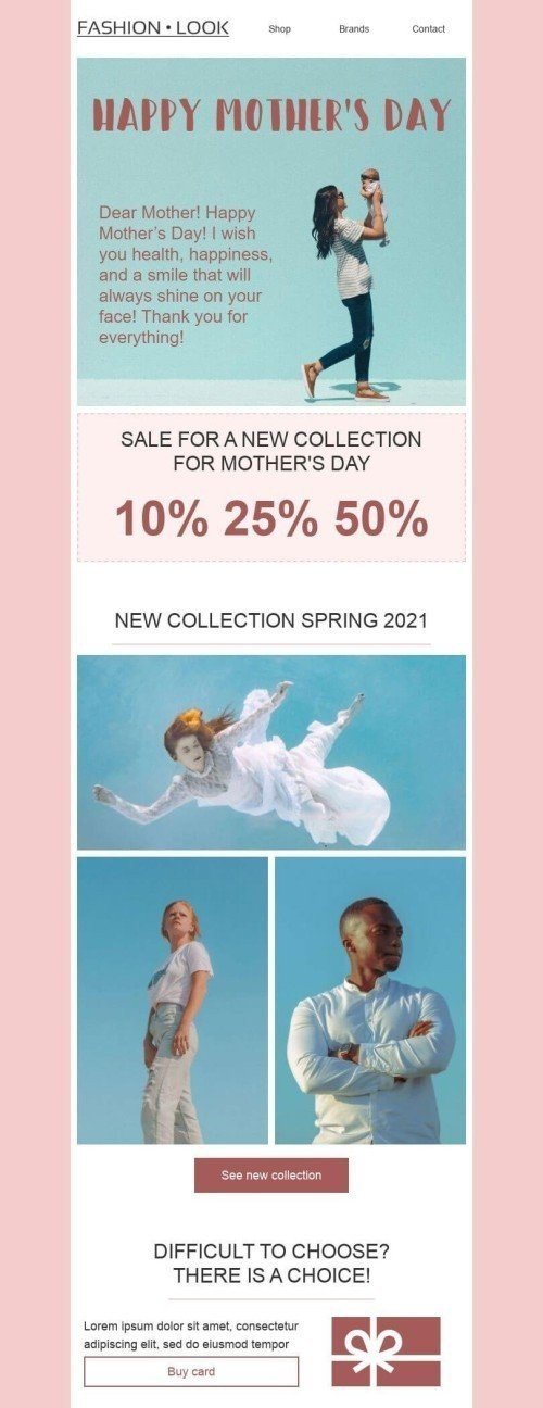 Mother’s Day Email Template «Thank for everything» for Fashion industry mobile view